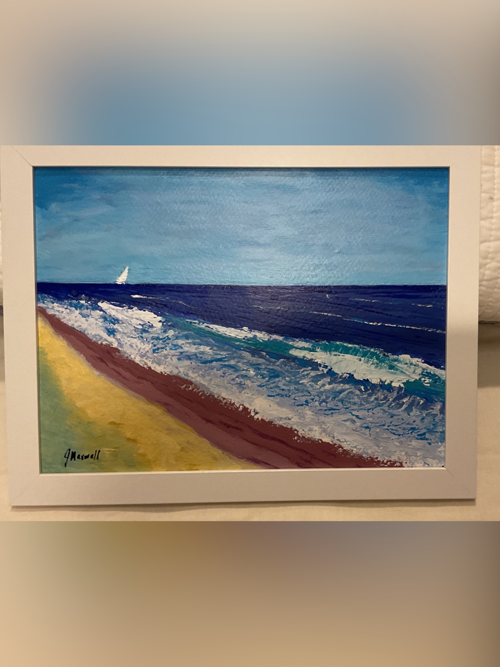 Painting Original Seascape 9 x 12 J Maxwell Acrylic on Artist Paper